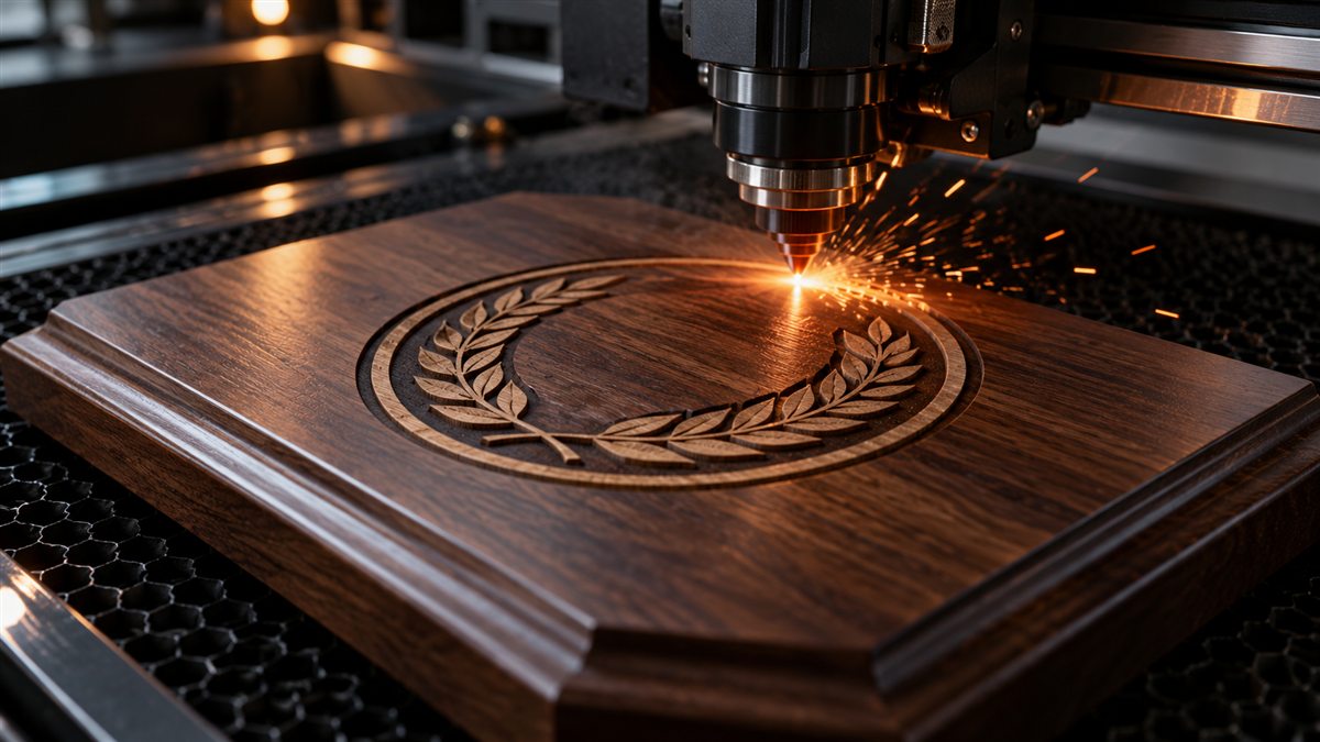 Proceso de grabado láser en madera